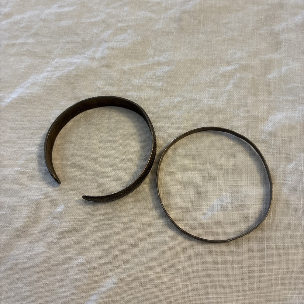 Two Vtg Sterling Bracelets Ornamental Design. Approximately 1 Once Both Marked